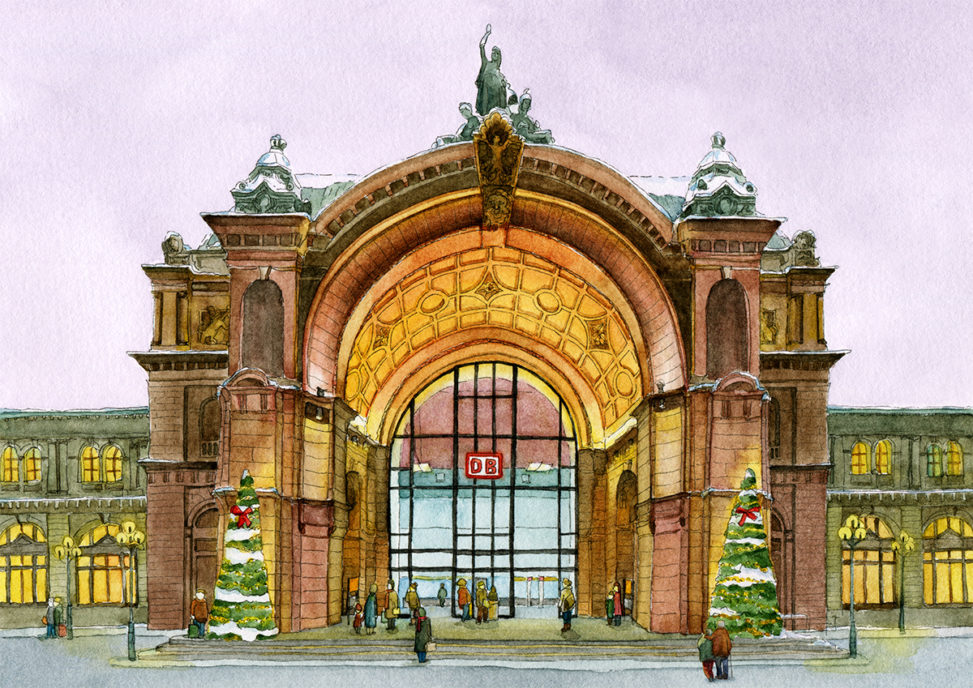 Illustration vom Hauptbahnhof Nürnberg, Bahnhofskalender