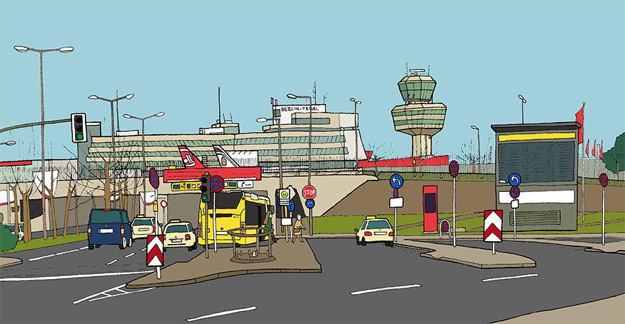 Illustration vom Flughafen Tegel
