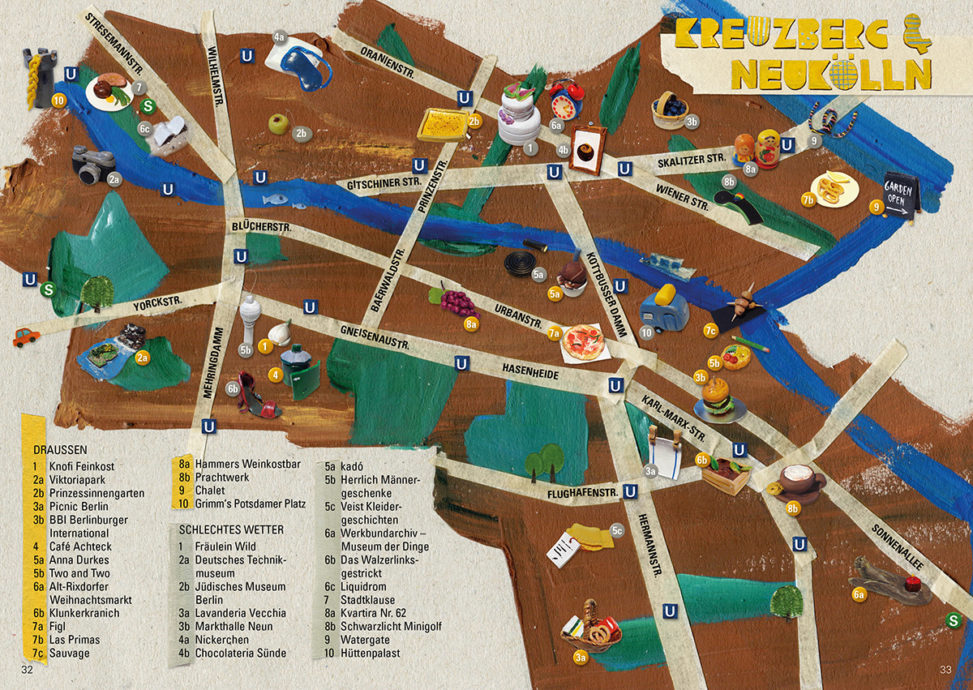 Stadtkarte mit thematischen Touren, Hauptstraßen, U- und S-Bahn-Stationen
