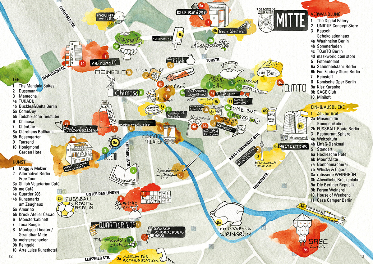 Illustrated Map of the Berlin District of Mitte, Sara Contini-Frank