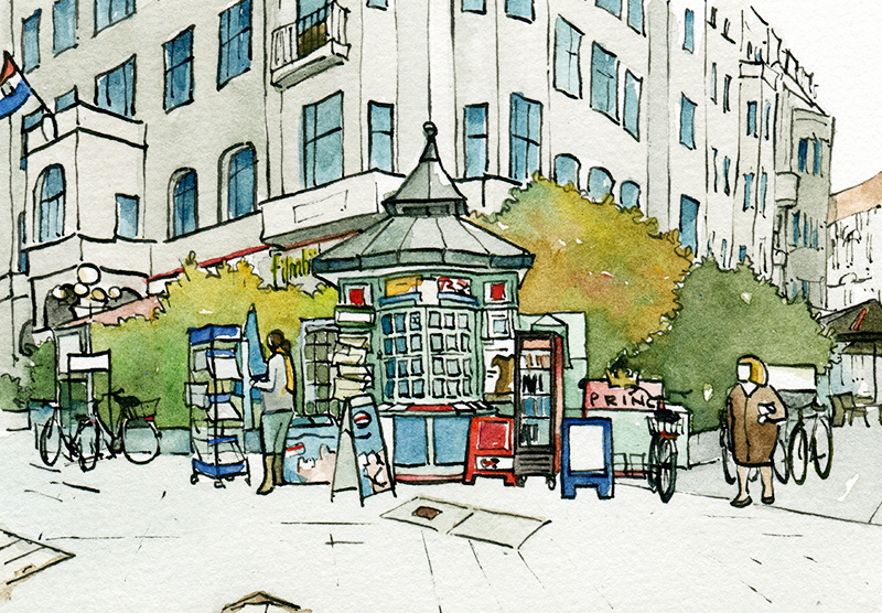 Illustration vom Kiosk am Steinplatz