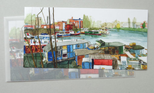 Postkarte mit Umschlag Hausboote des Westhafens