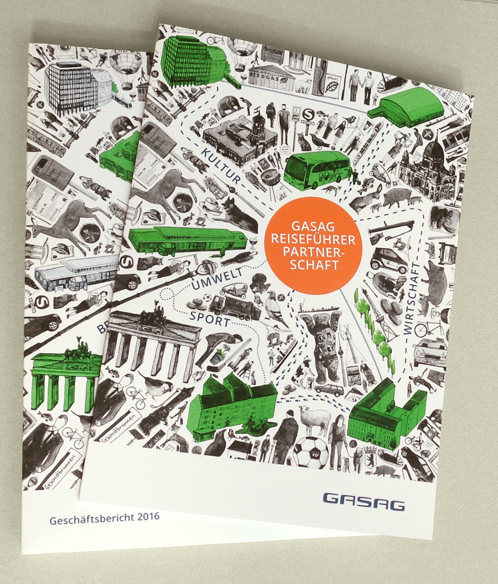 Magazin und Geschäftsbericht 2016 der GASAG mit umlaufender Coverillustration