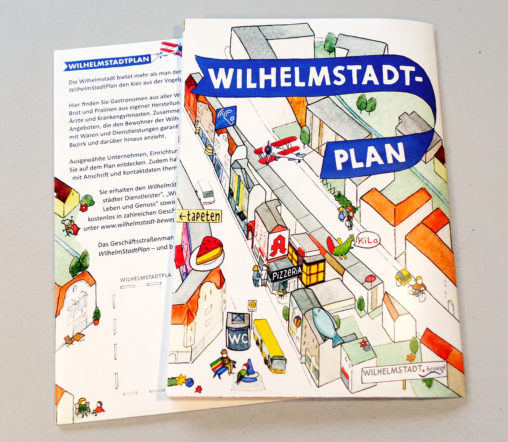 Illustrierter Stadtplan des Stadtteils Berlin-Wilhelmstadt