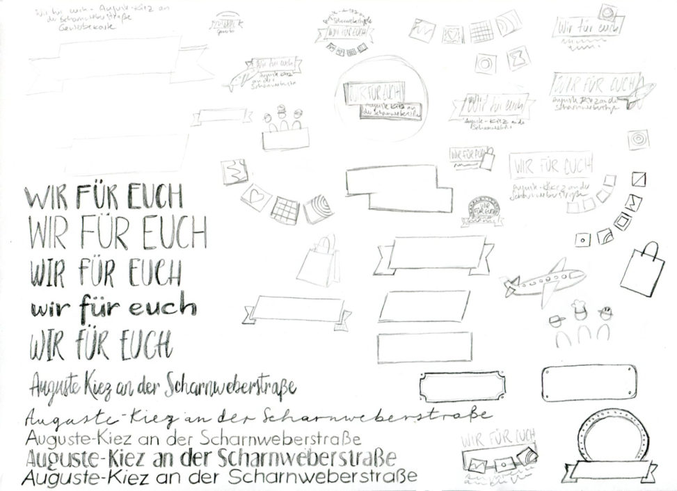 Skizzen: Wir für euch – Auguste-Kiez an der Scharnweberstraße