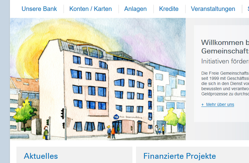 Illustration vom Neubau der Freien Gemeinschaftsbank in Basel